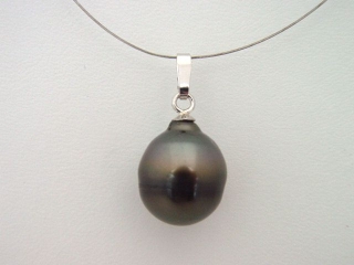 Tahitian pearl pendant - genuine 13,5 mm pearl in 925 Silver