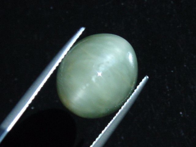Prasiolite Quartz cat's eye 12,53 Ct. oval cabochon