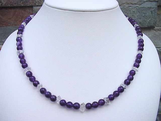 Amethyst necklace with Quartz crystals