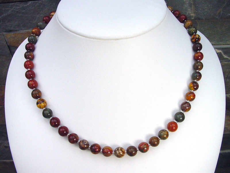 Picassojaspis Kette 192,40 Ct. feine Musterung 925 Silber 48 - 50 cm