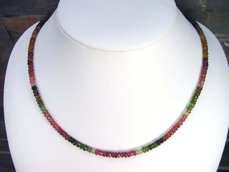 Turmalinkette 86,05 Ct. bunte Turmalin Kette facettiert 47,5 - 50,5 cm