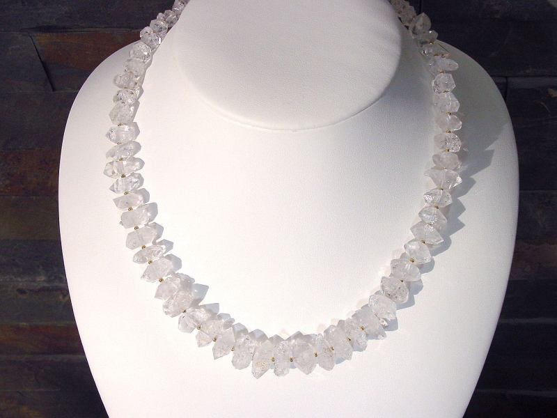 Bergkristall Naturkristall Kette 291,90 Ct. Herkimer Quarz Kette 48 cm