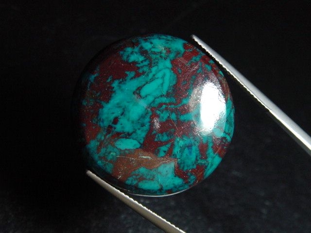 Shattuckite 37,19 Ct. round cabochon - Bisbee, Arizona, USA
