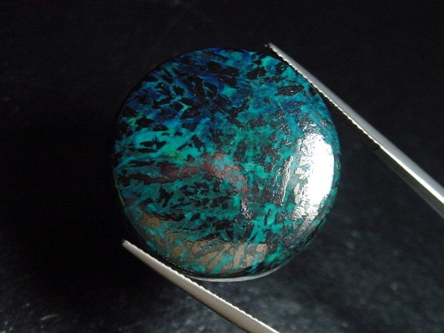 Shattuckite 45,85 Ct. round cabochon - Bisbee, Arizona, USA