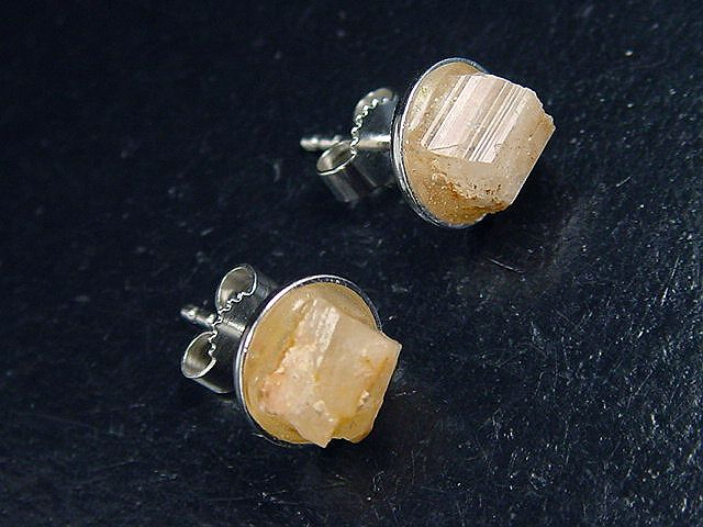 Phenakite crystal earring pair 925 silver 9 mm - Piracicaba, Minas Gerais, Brazil