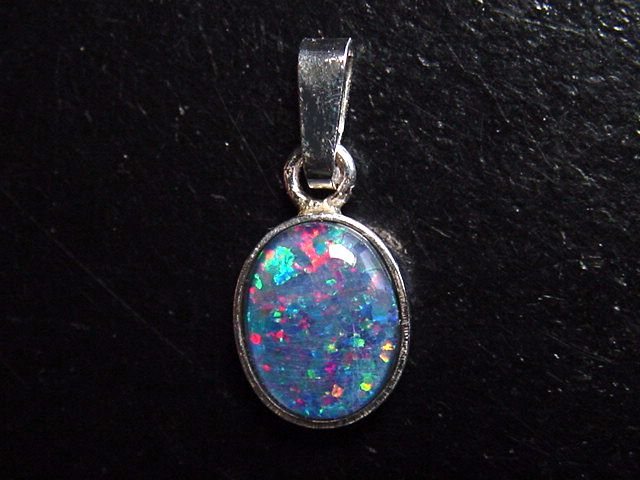 Opal / Edelopal Anhänger 10 x 8 mm Oval Cabochon Triplette - Australien
