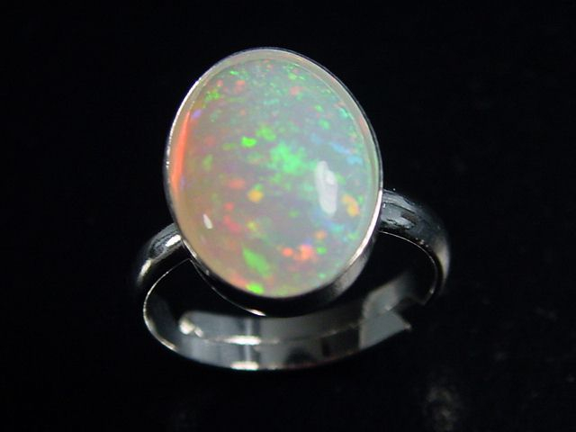 Opal Ring 3,65 Ct. ovaler Cabochon 925 massiv Silber - Größe offen anpassbar