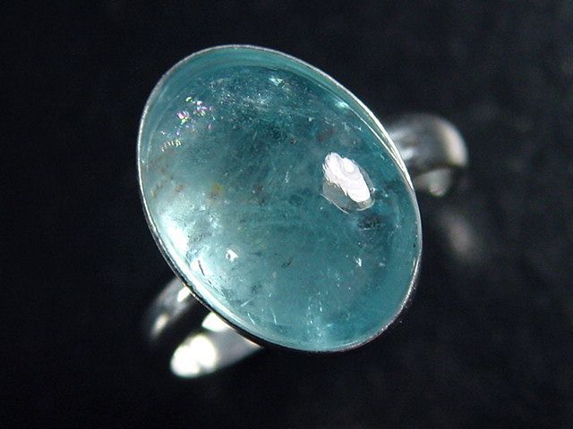 Aquamarin Ring 6,25 Ct. ovaler Cabochon 925 massiv Silber - Größe offen anpassbar