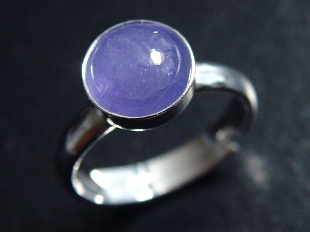 Tansanit Ring 2,30 Ct. runder Cabochon 925 massiv Silber - Größe offen anpassbar