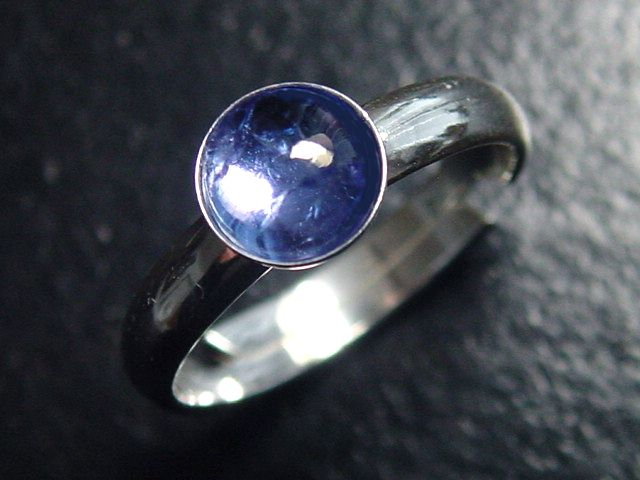 Tanzanite Ring 1,08 Ct. cabochon 925 Silver - open / any size