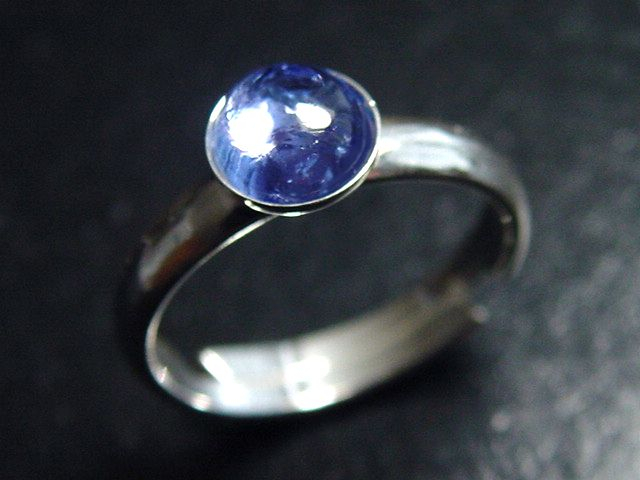 Tanzanite Ring 1,08 Ct. cabochon 925 Silver - open / any size