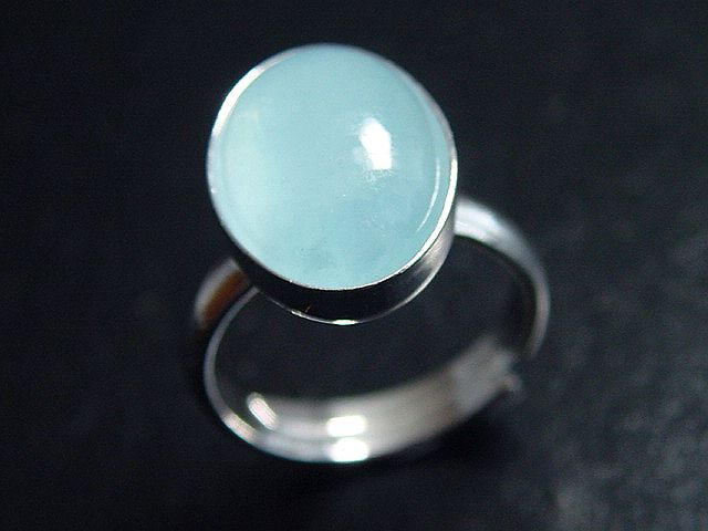 Aquamarin Ring 6,32 Ct. ovaler Cabochon 925 massiv Silber - Größe offen anpassbar