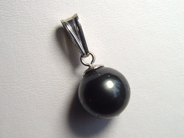Tahitiperle Anhänger - echte runde 11 mm schwarze Perle aus Tahiti in 925 Silber