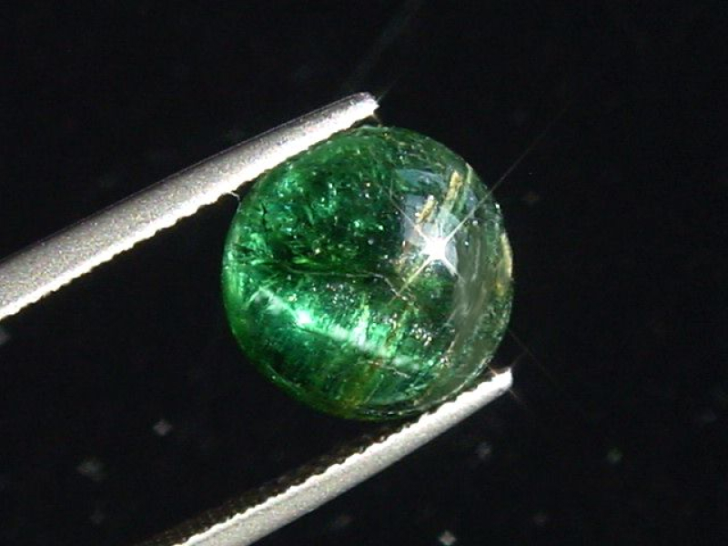 Verdelith Turmalin Katzenauge 4,69 Ct. Rund Cabochon Brasilien