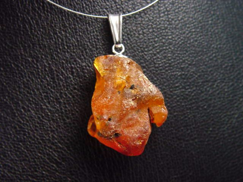 Bernstein Rohstein Anhänger 37 mm 925 Silber