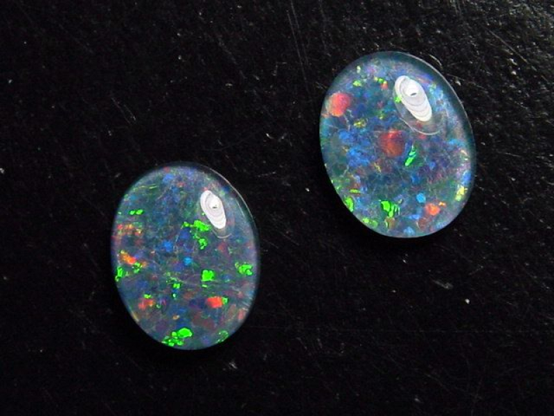 Opal / Edelopal Paar 10 x 8 mm Oval Cabochon Triplette - Australien