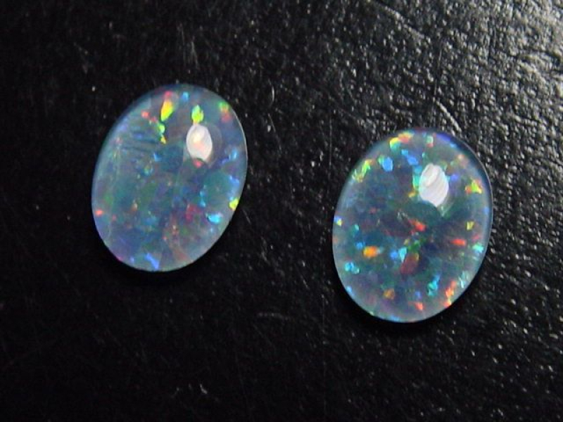 Opal / Edelopal Paar 10 x 8 mm Oval Cabochon Triplette - Australien