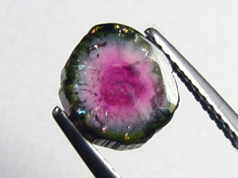 Wassermelonenturmalin 2,46 Ct. polierte Kristallscheibe Brasilien