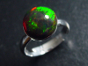 Schwarzer Opal Ring 2,85 Ct. runder Cabochon behandelt 925 massiv Silber - Größe offen anpassbar