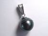 Tahitian pearl pendant - genuine 12 mm black pearl in 925 Silver