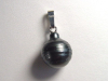 Tahitian pearl pendant - genuine 14 mm black pearl in 925 Silver