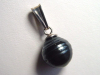 Tahitian pearl pendant - genuine 11 mm black pearl in 925 Silver